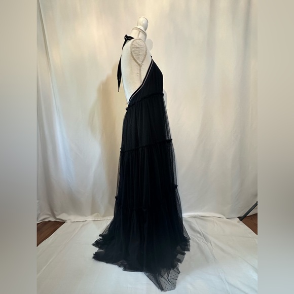 Maeve Anthropologie black tulle dress with white red and navy halter size 8 - Picture 6 of 14